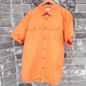 Men's short sleeve Magellan orange button up